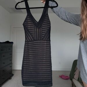 Black Sheer Striped Dress